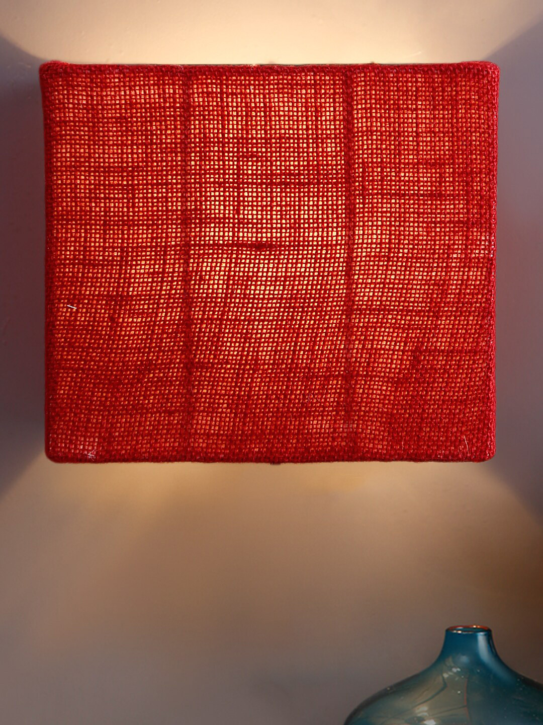Devansh Red Textured Half Square Wall Lamp
