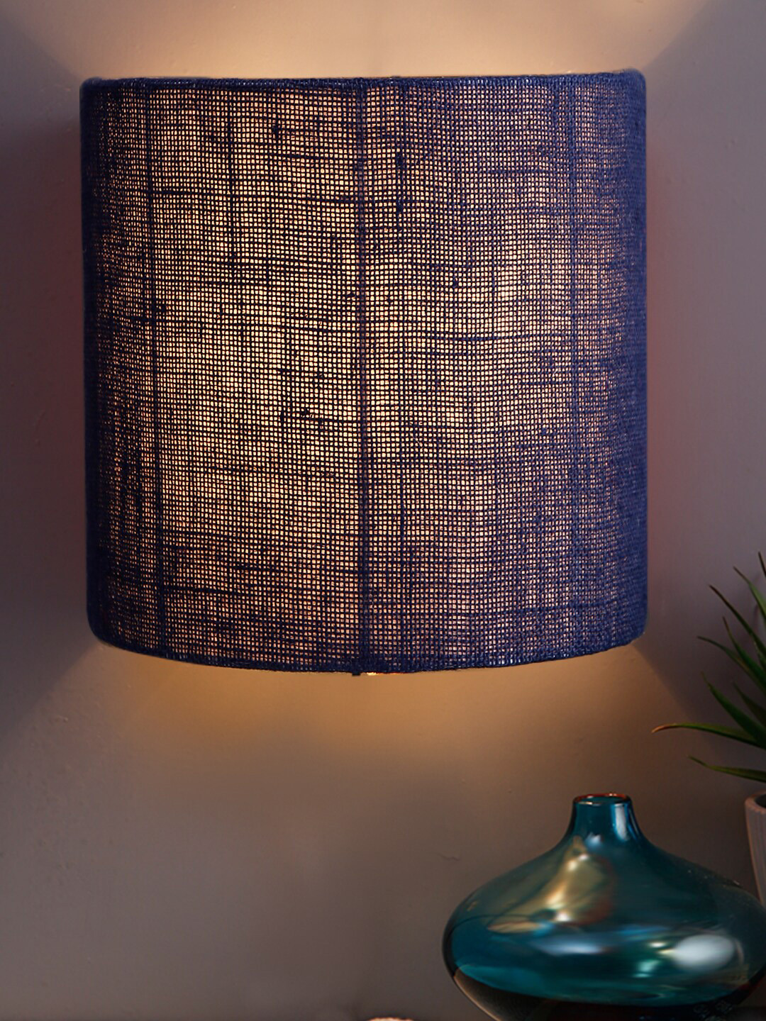 Devansh Blue Textured Half Round Wall Lamp