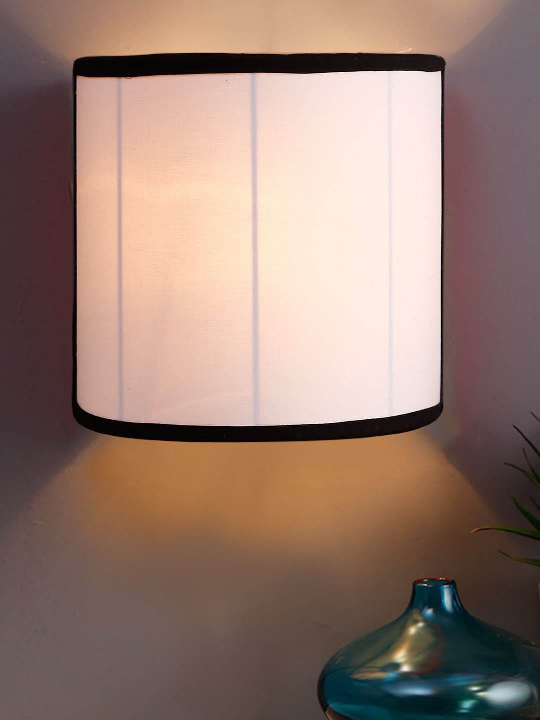 Devansh White Iron & Cotton Half Square Wall Mounted Lamp