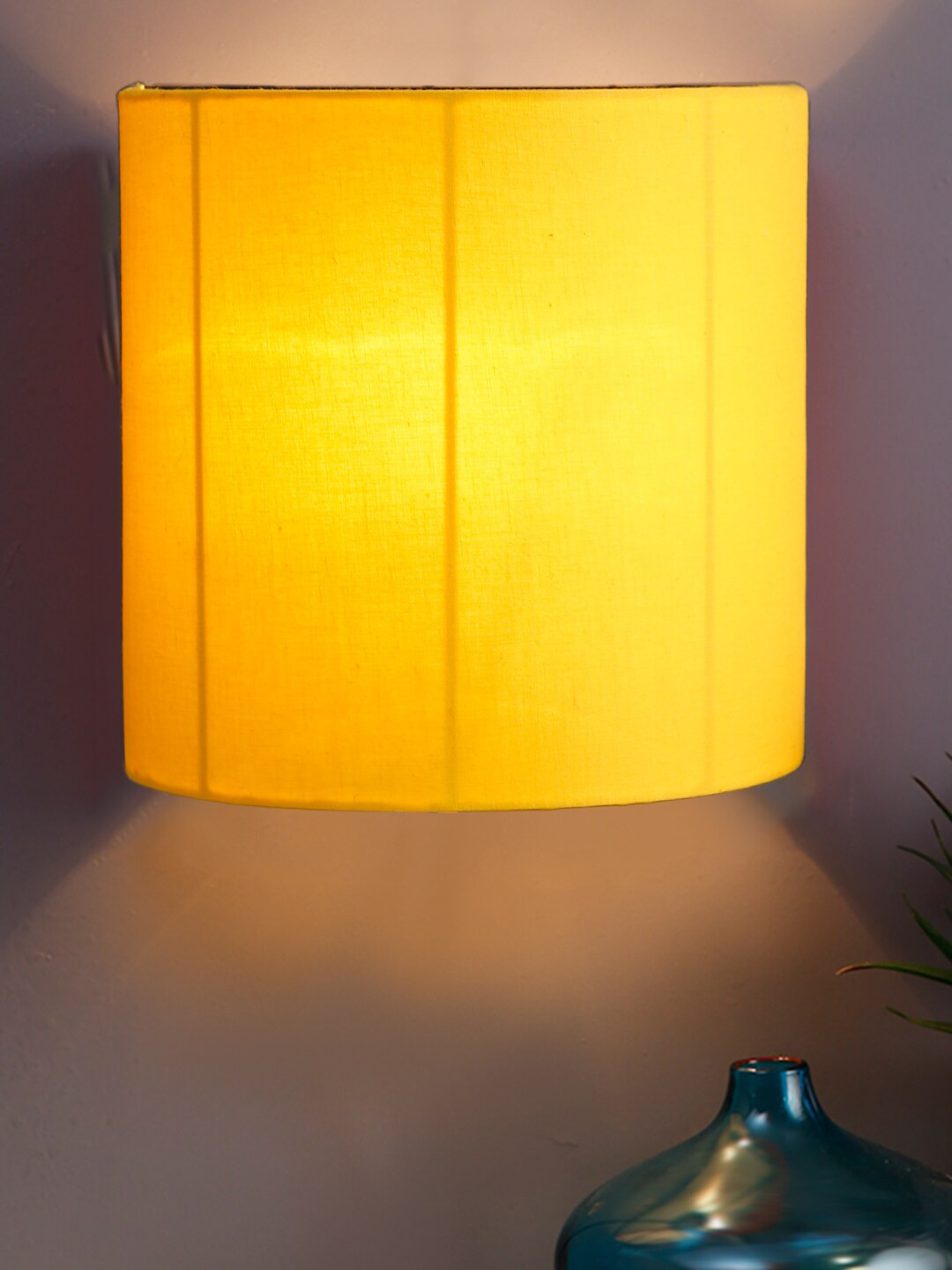 Devansh Yellow Cotton Half Sqaure Wall Mounted Lamp