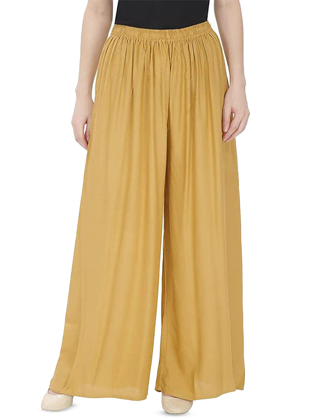 CKE  Women Relaxed Wide Leg Straight Fit Cotton Pleated Trousers