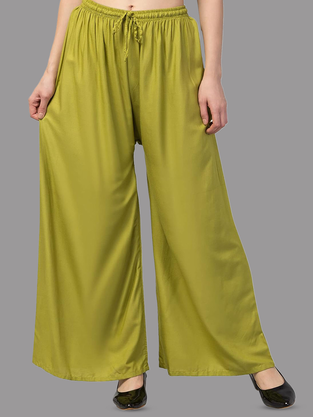 CKE Women Relaxed Wide Leg Straight Fit Cotton Pleated Trousers
