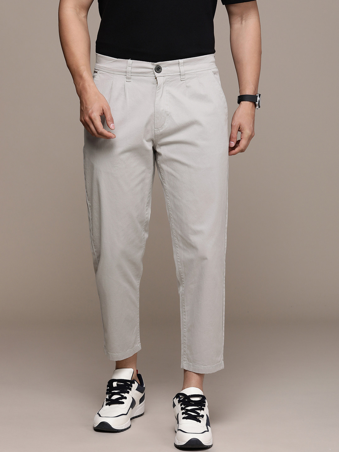 WROGN Men Crop Fit Chinos Trousers