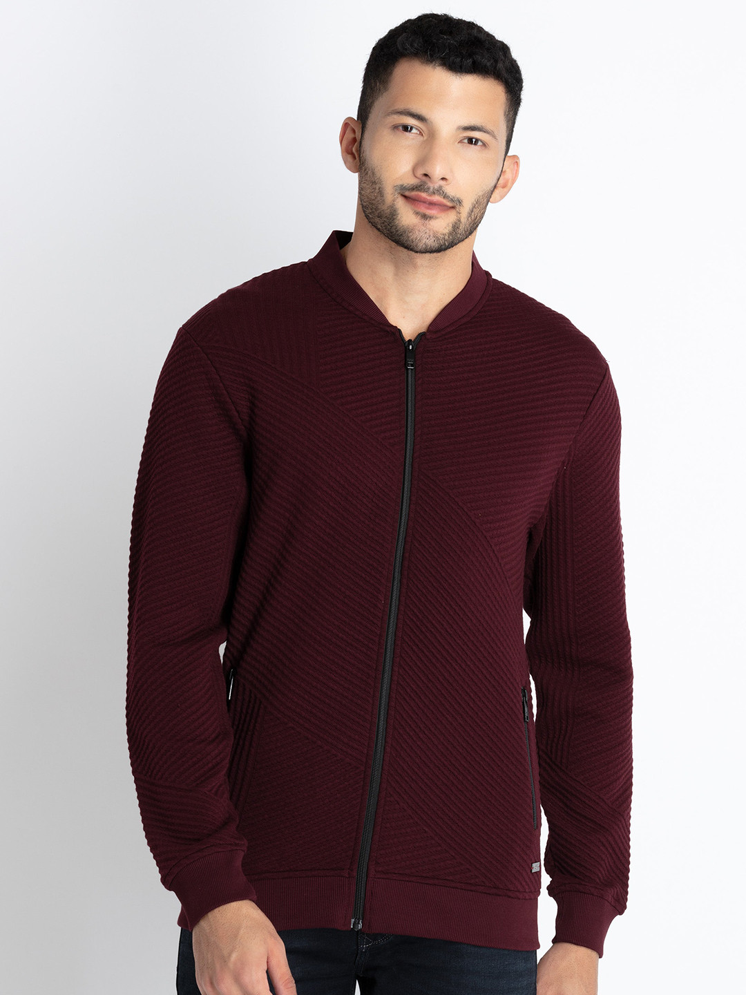 Status Quo Self Design Mock Collar Sweatshirt