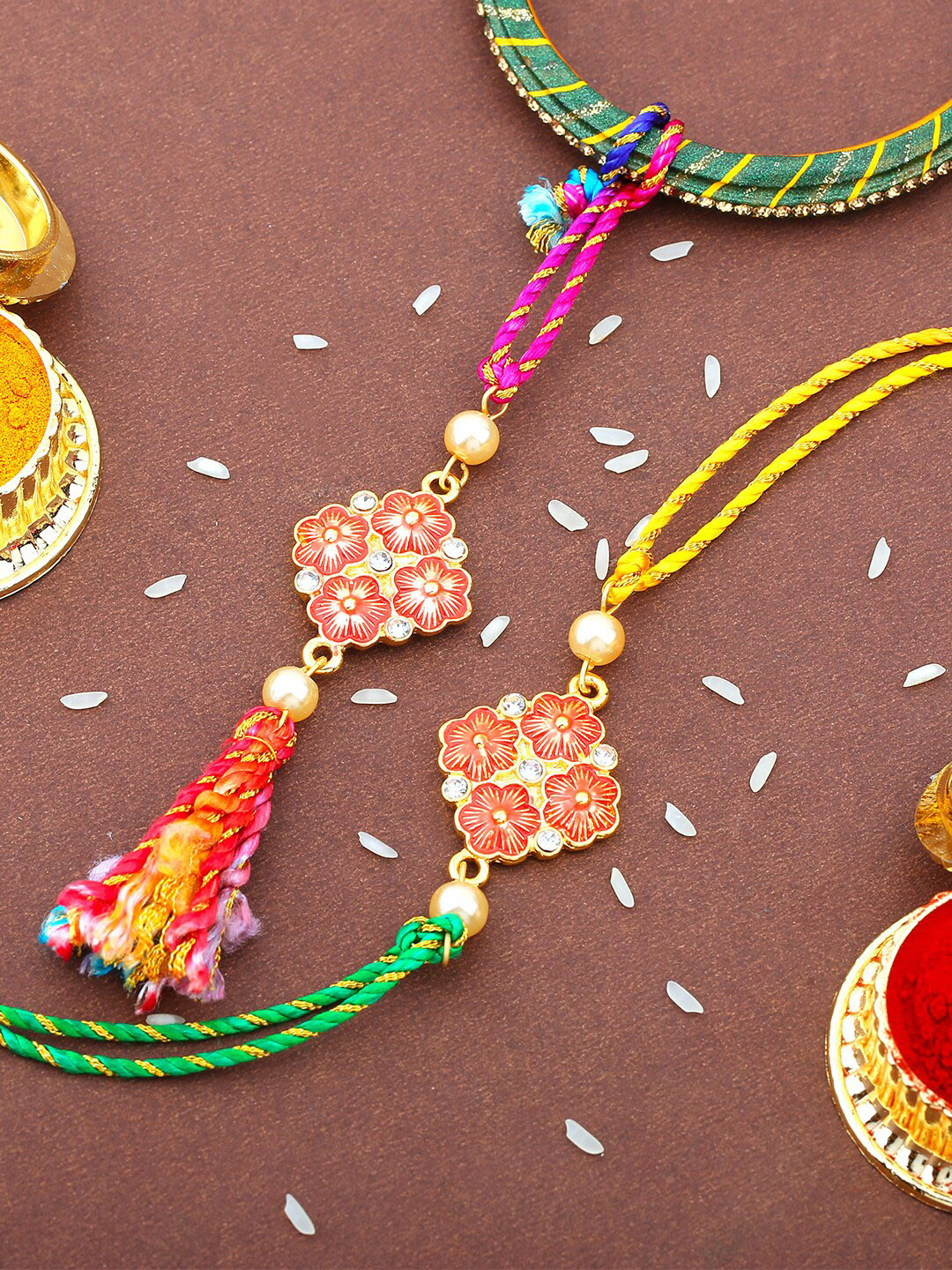 Estele Set Of 2 Rakhis With Roli Chawal