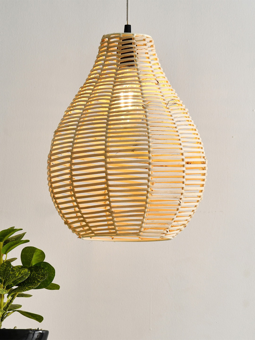 Decazone Beige Rattan Hanging Pendant Lamp