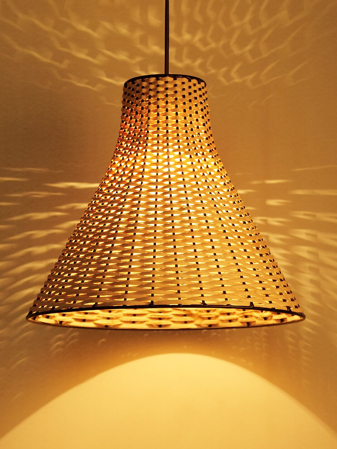 Decazone Beige Rattan Hanging Pendant Lamp