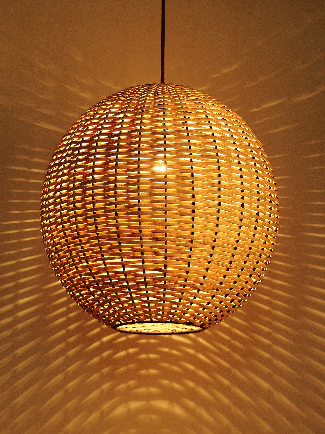 Decazone Beige Textured Rattan Woven Pendant Lights