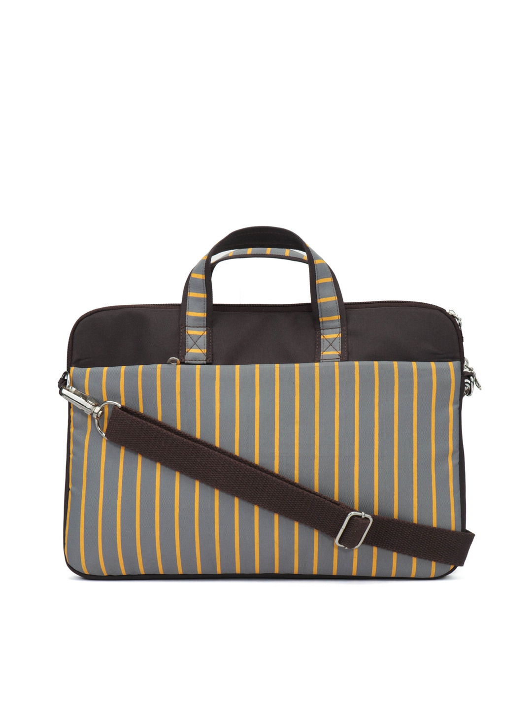 Buy Anekaant Unisex Brown Yellow Striped Laptop Bag Laptop Bag