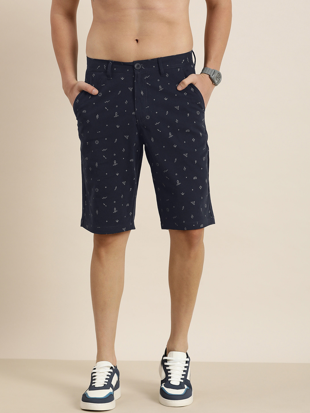 HERE&NOW Men Printed Slim Fit Shorts