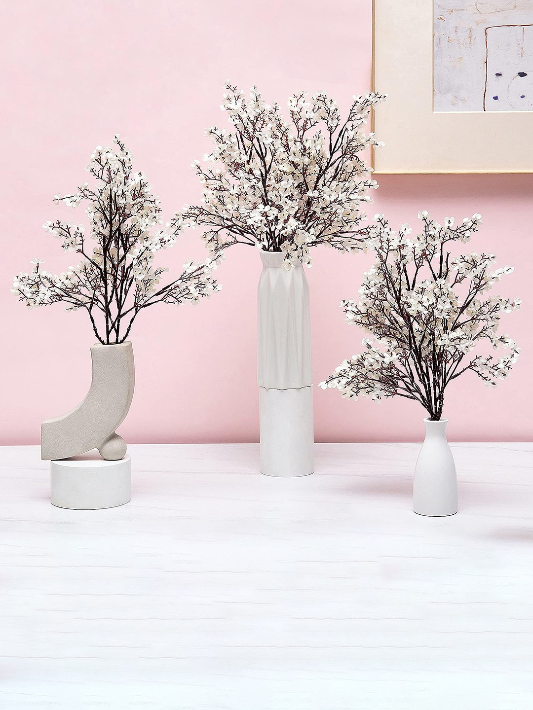 BS AMOR 10 Pcs White Artificial Gypsophila Flower Sticks