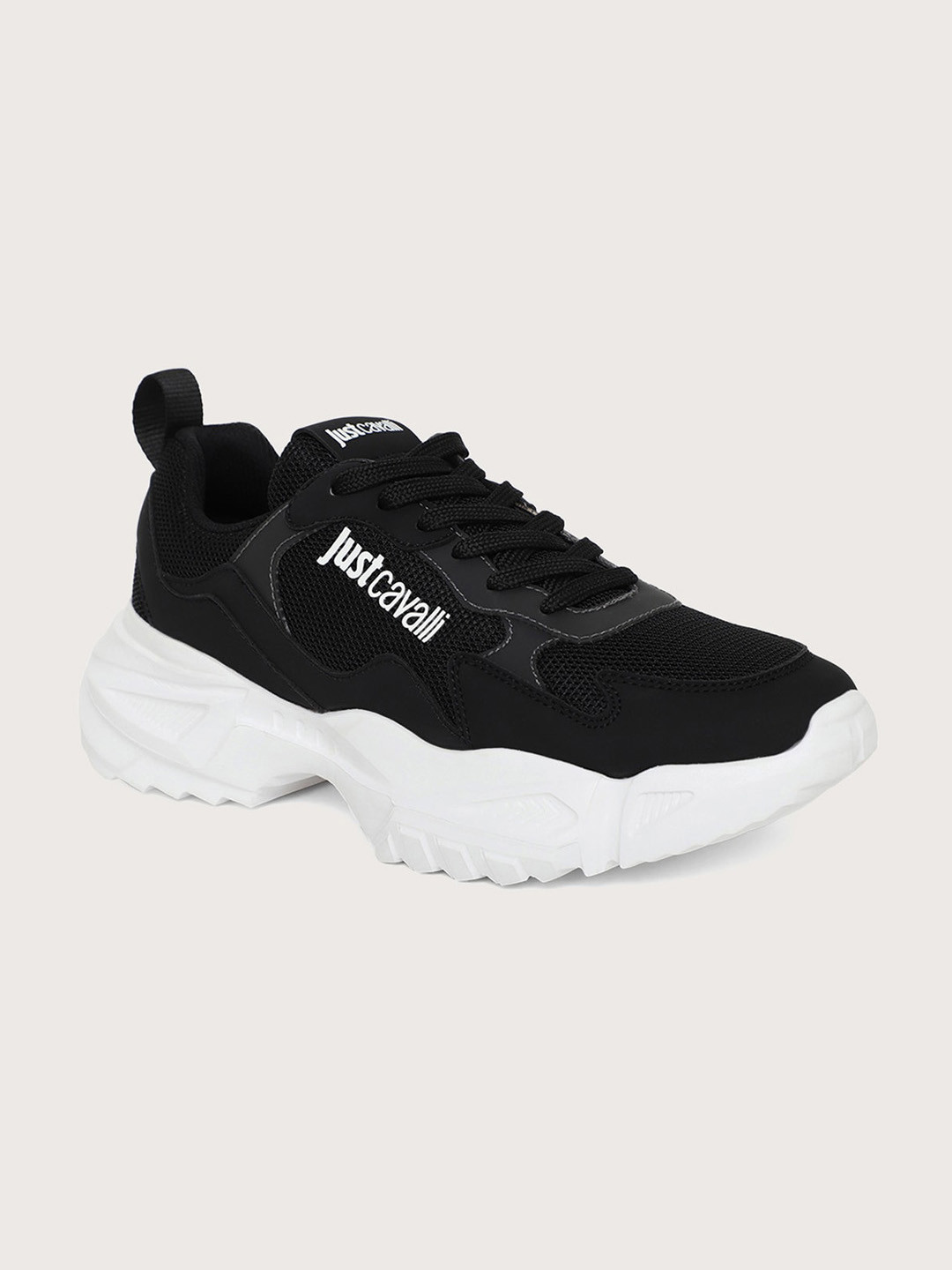 Just Cavalli Men Textured Comfort Insole Contrast Sole Sneakers