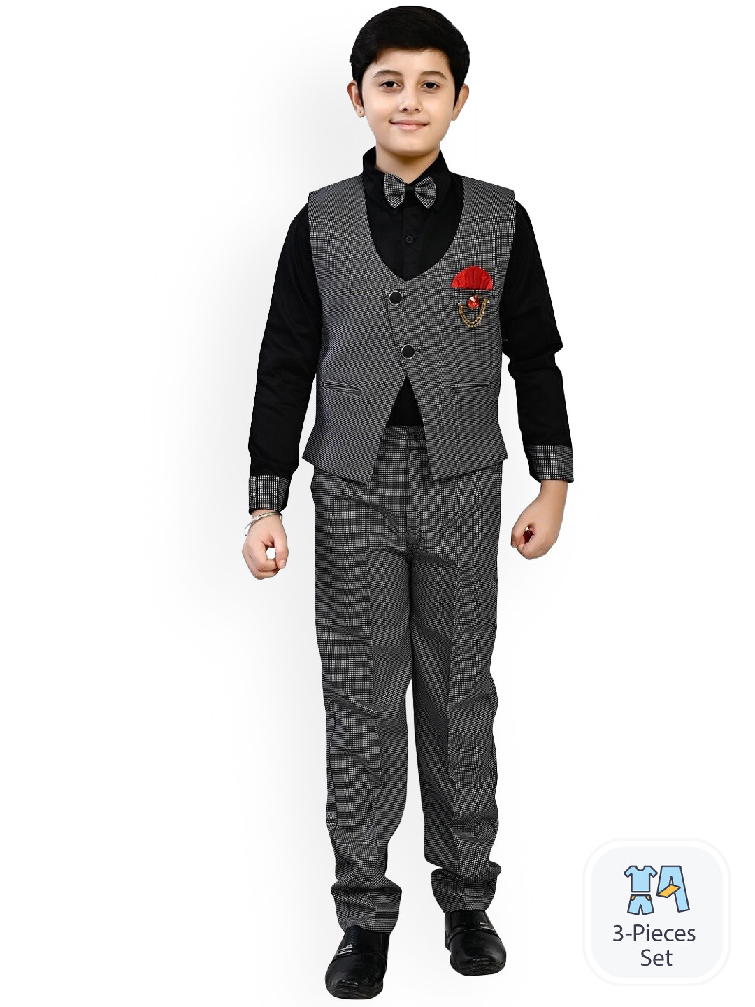 BAESD Boys Self-Design 3-Piece Single-Breasted Suit