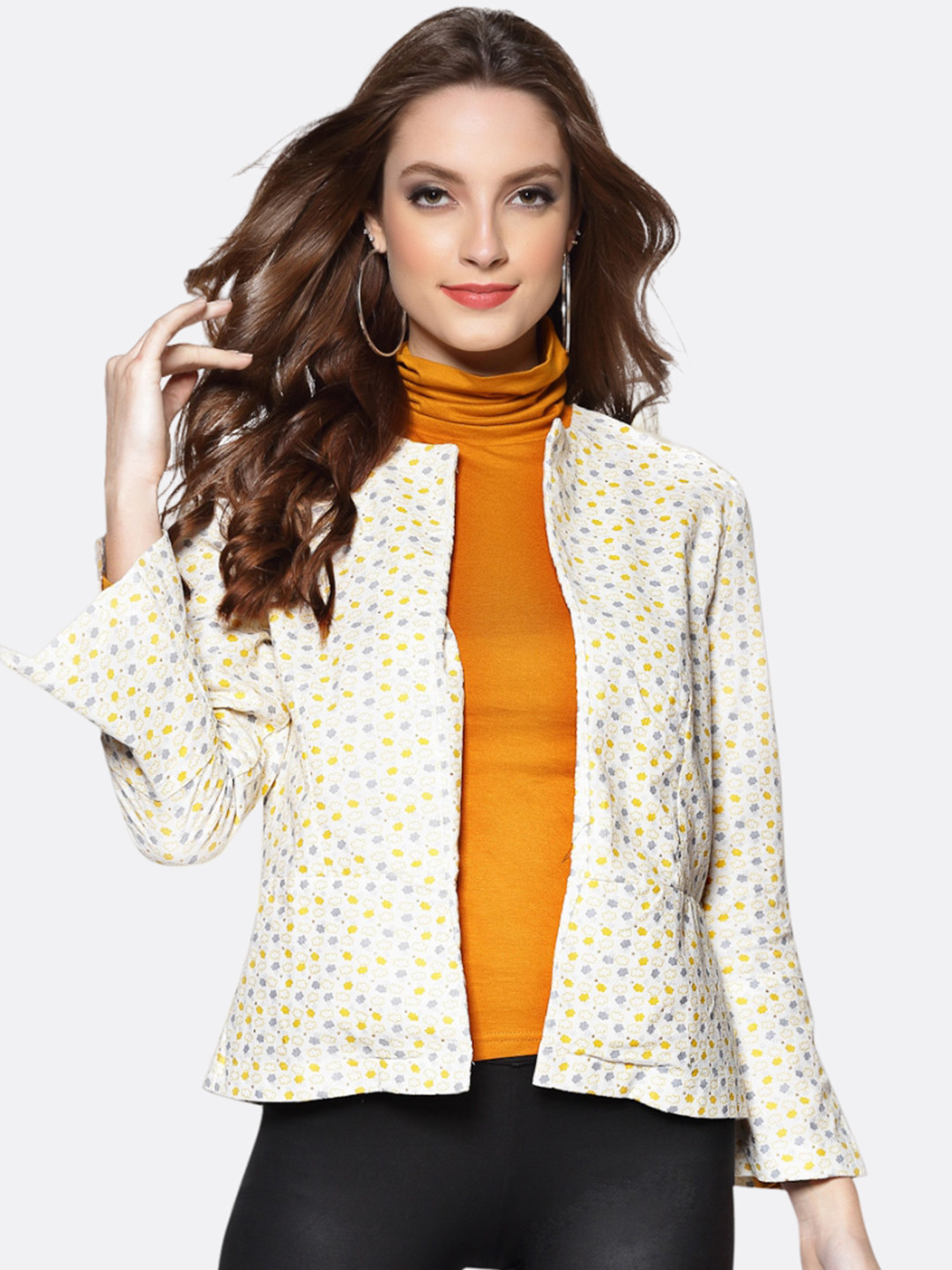 Sera Floral Lightweight Outdoor Open Front Jacket With Embroidered