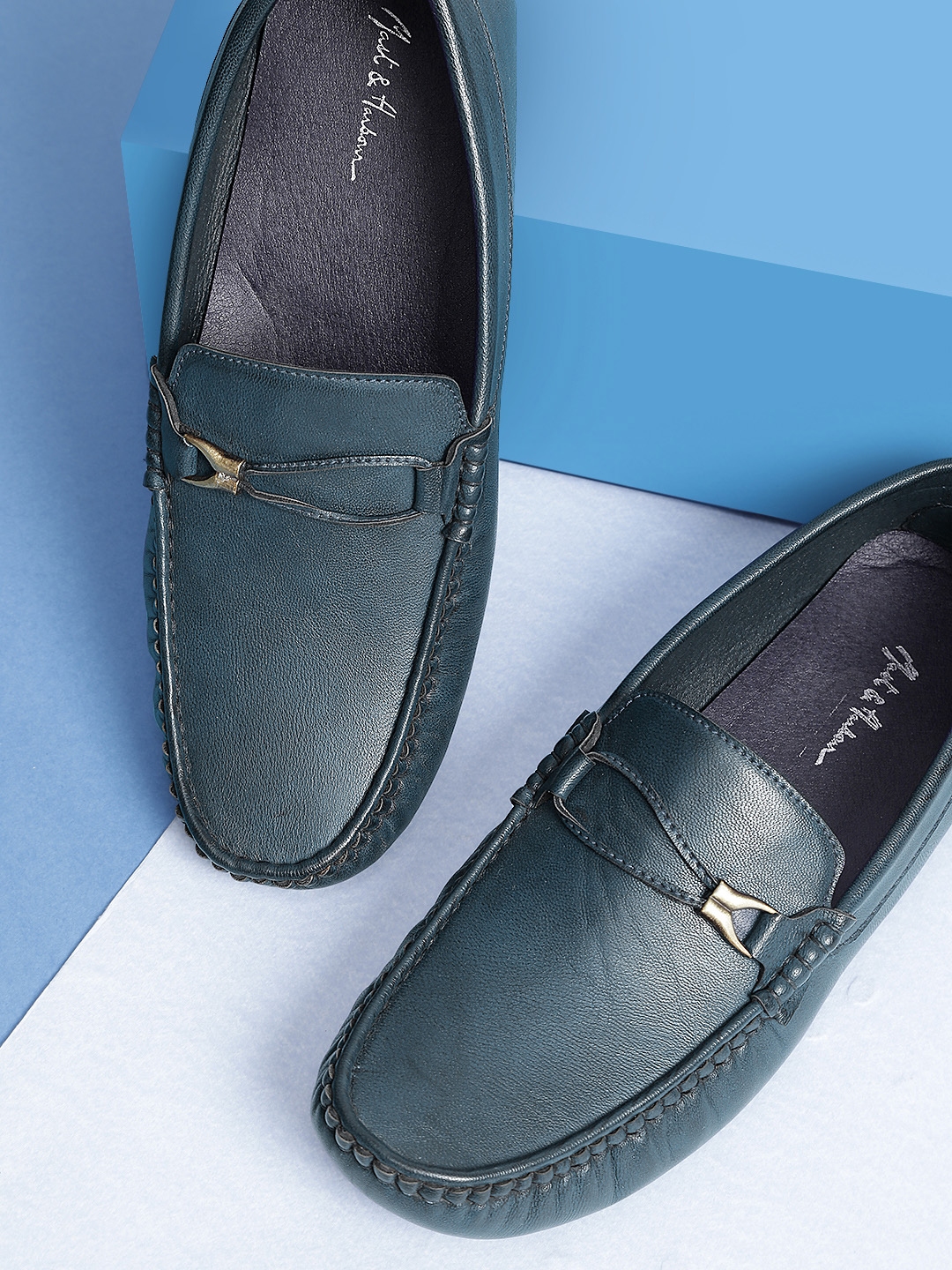 teal blue loafers