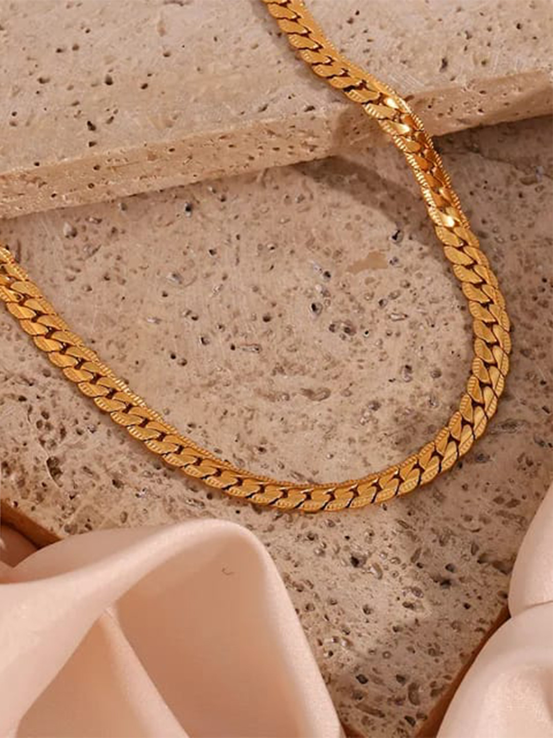 KRYSTALZ Unisex Gold Plated Stainless Steel Statement Chain