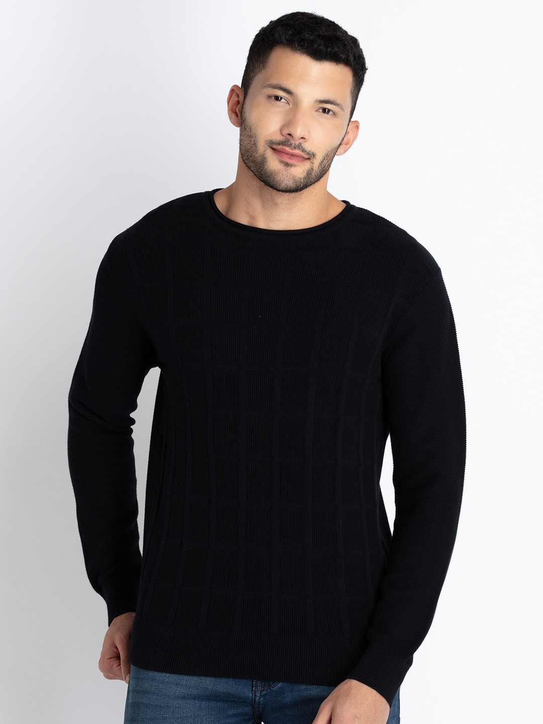 Status Quo Ribbed Cotton Pullover Sweater