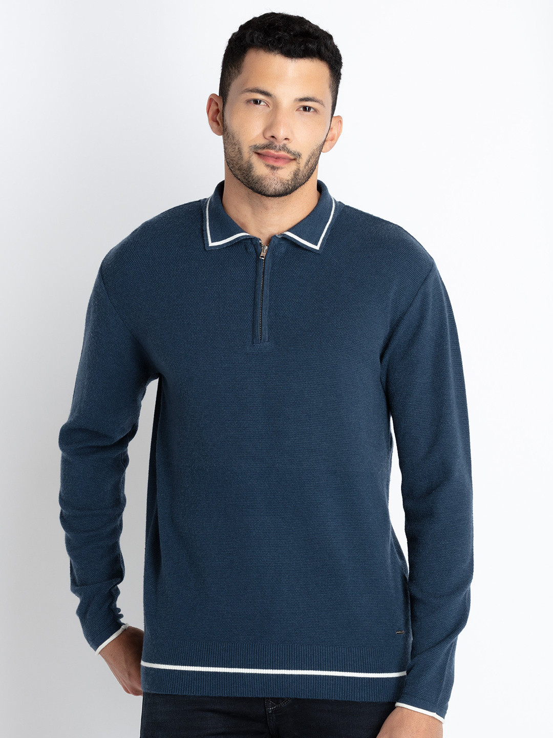 Status Quo Acrylic Polo Collar Pullover Sweaters