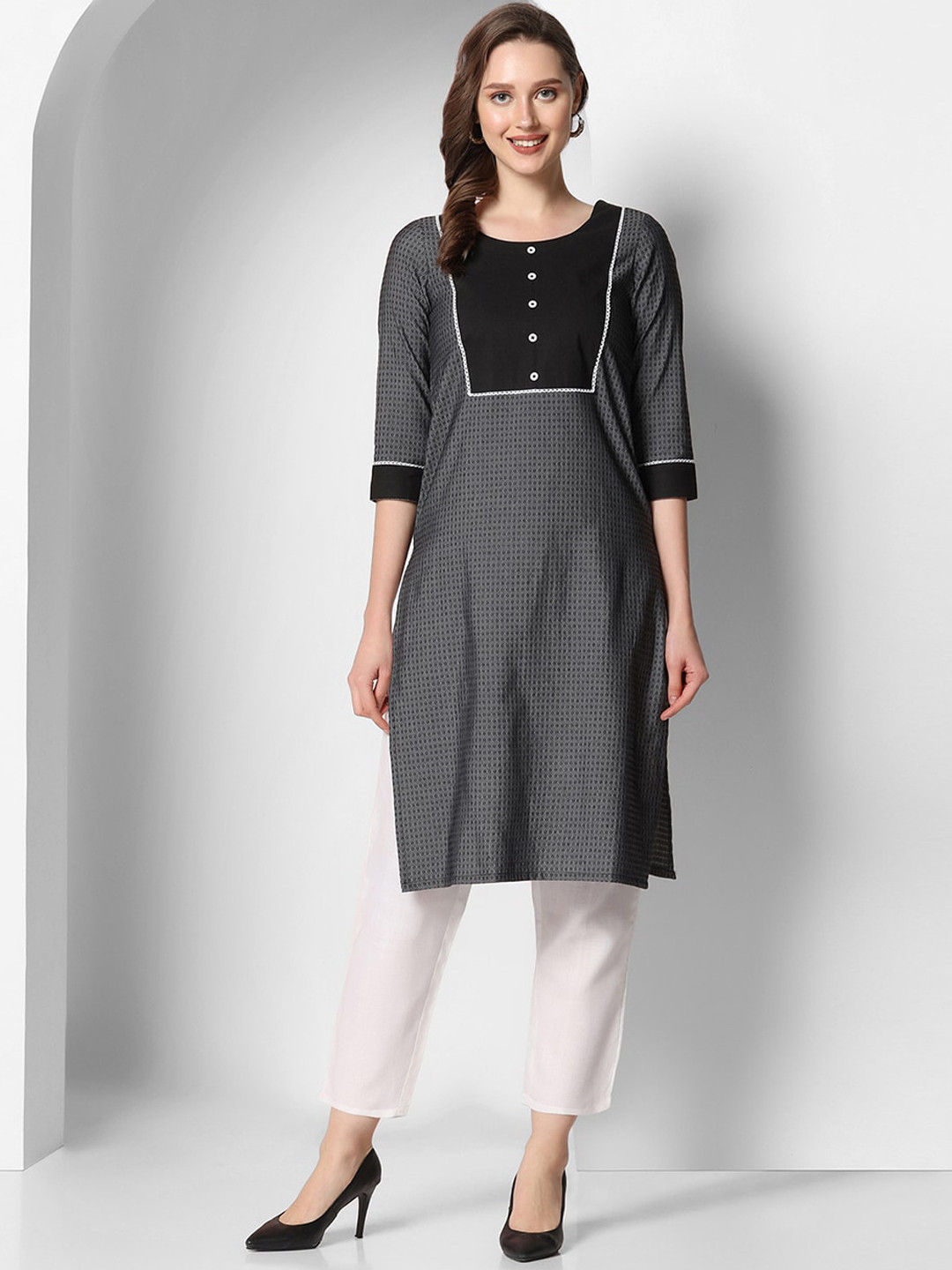 KALINI Yoke Design Sraight Kurta
