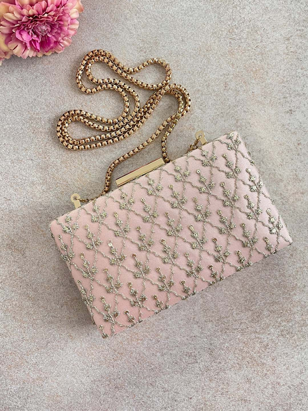 AMYRA Embroidered Embellished Box Clutch