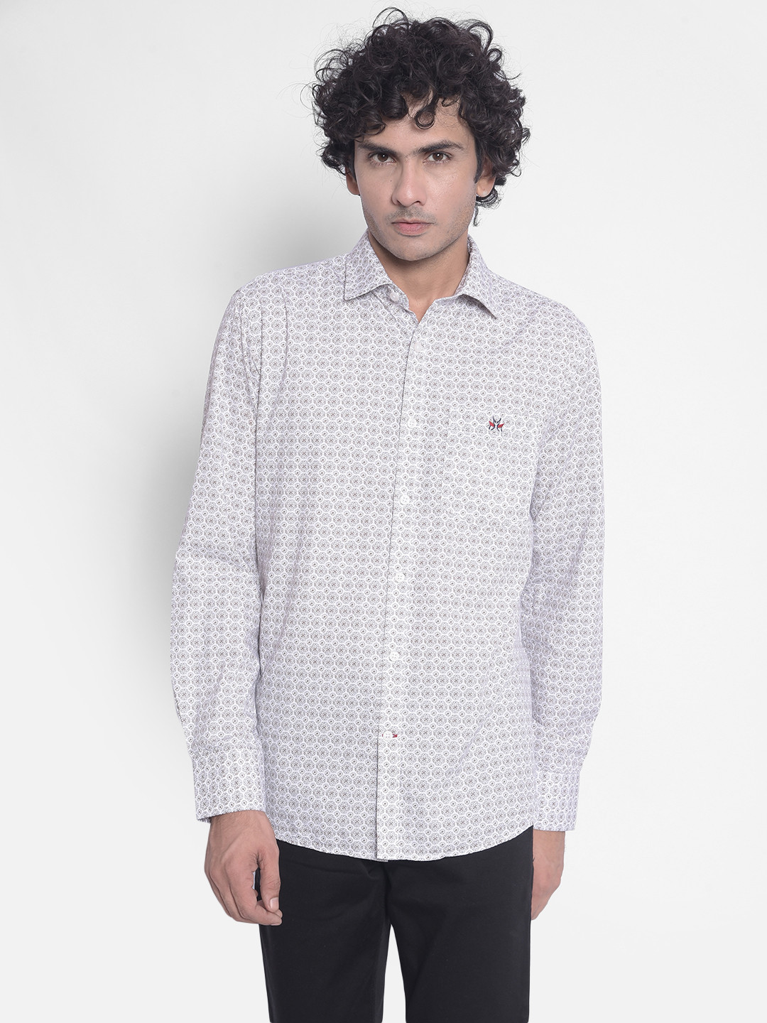 Crimsoune Club Ethnic Motifs Printed Slim Fit Opaque Cotton Casual Shirt