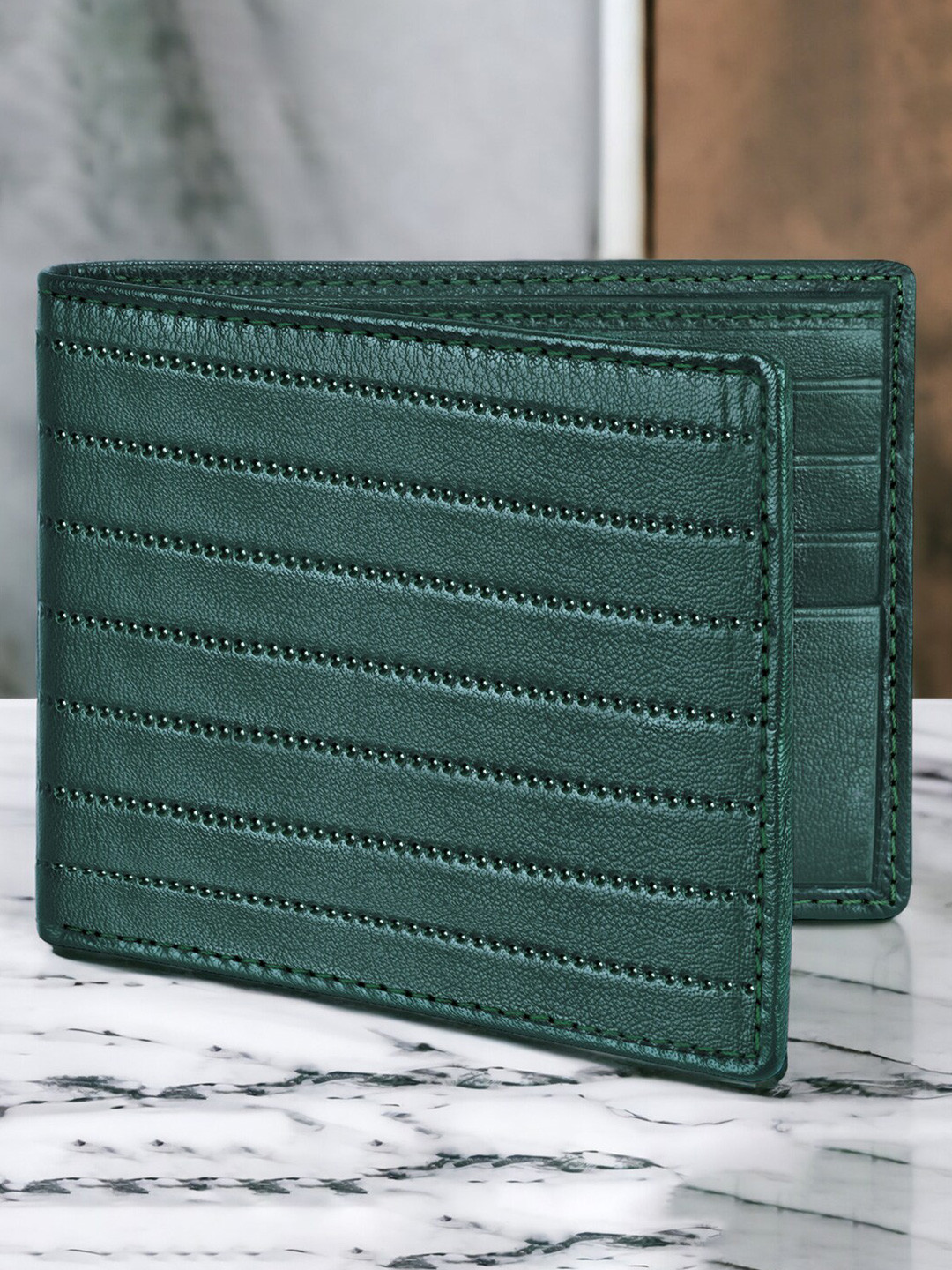 LORENZ Men Textured Leather Two Fold Wallet