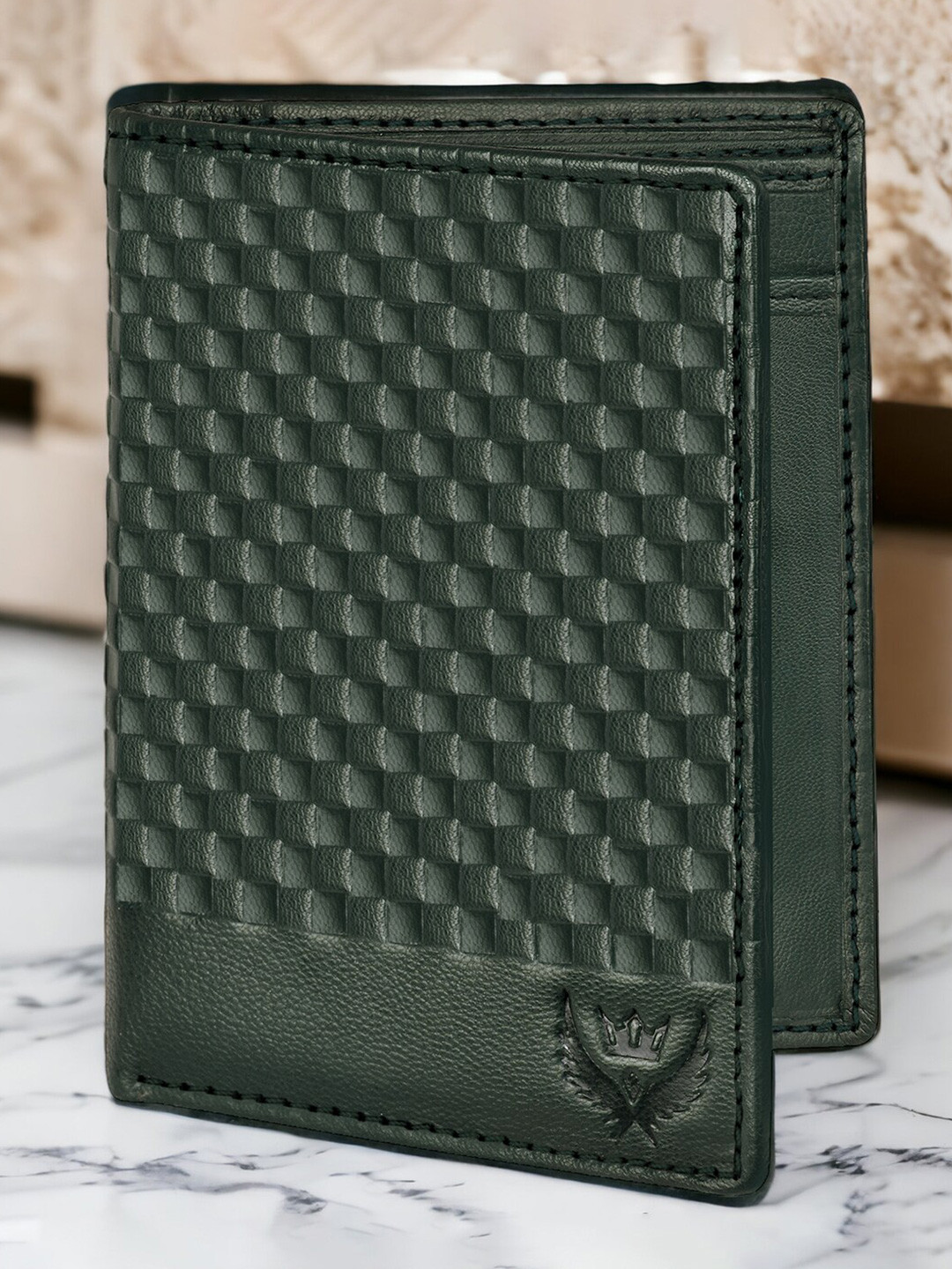LORENZ Unisex Textured Leather Two Fold Wallet
