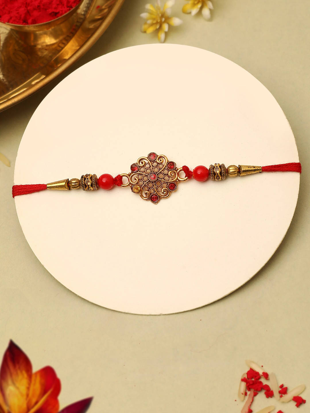 The Purple Tree Printed Rakhi & Cushion Gift Set