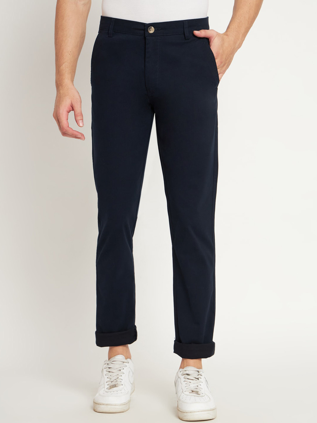 RAGZO Men Slim Fit Low-Rise Cotton Trousers