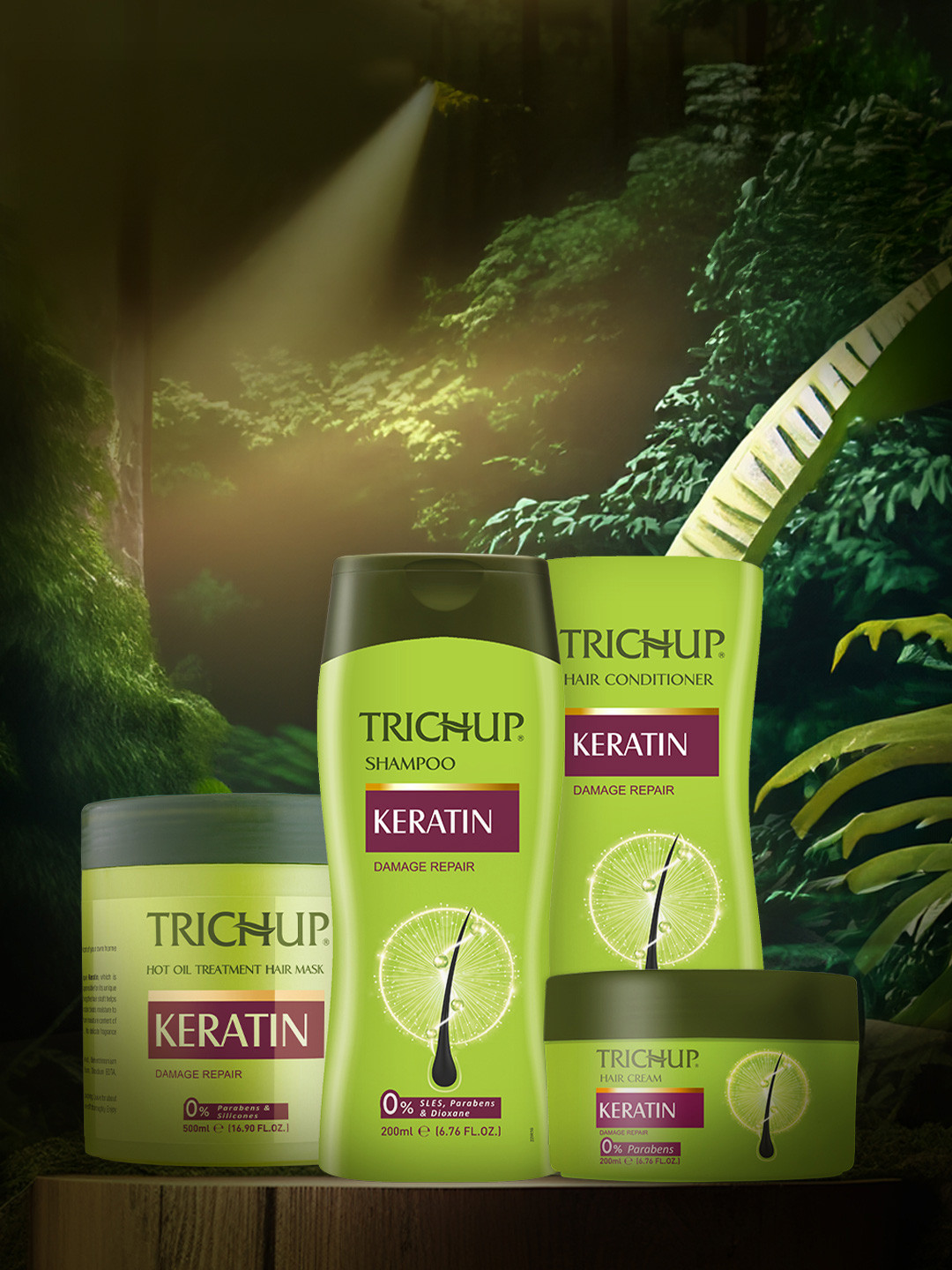 TRICHUP Keratin Set Of 3 Damage Repair Shampoo & Hair Cream - 200ml Each Mask - 500ml