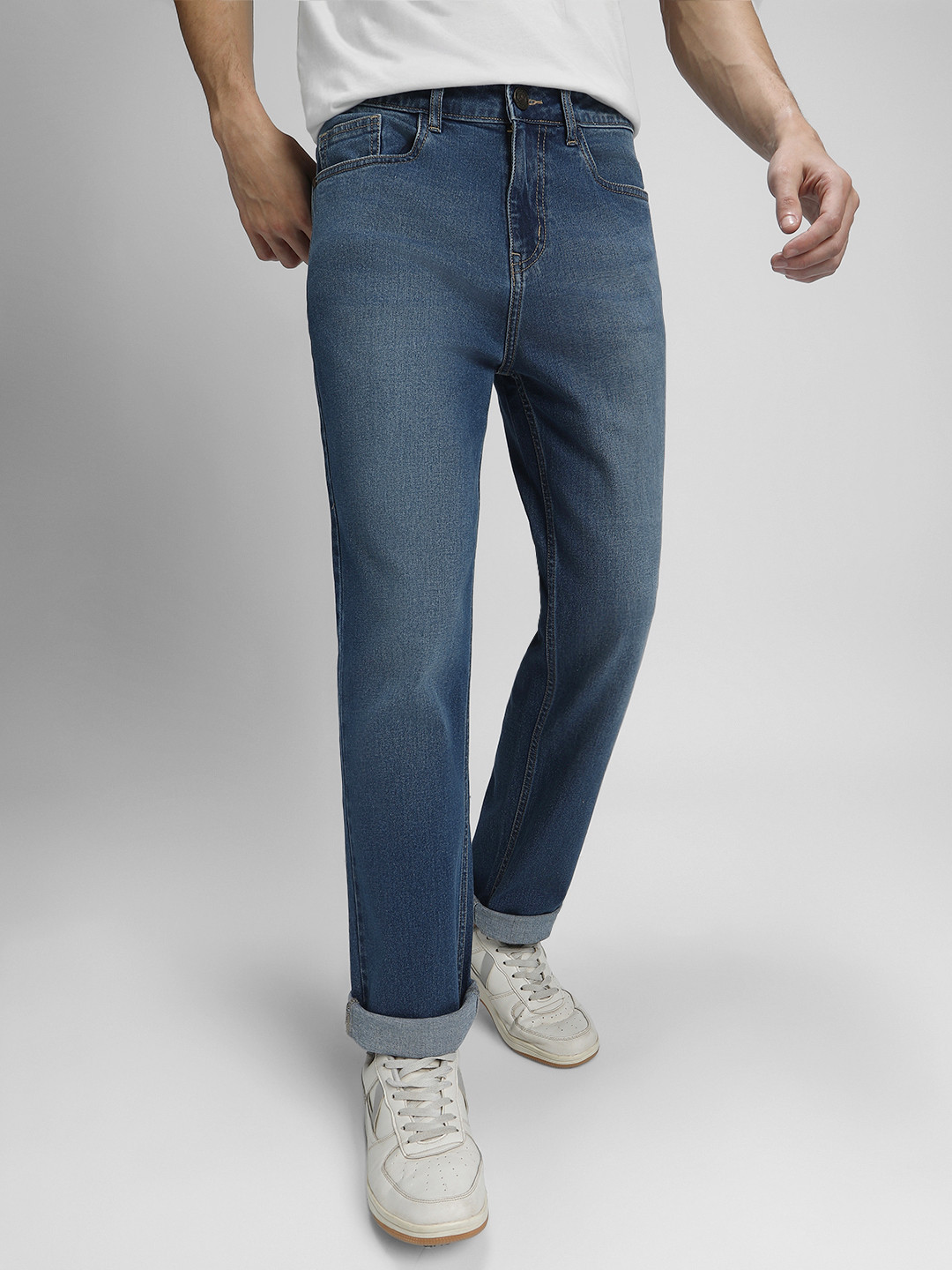 Dennis Lingo Men Clean Look Mid-Rise Light Fade Jeans