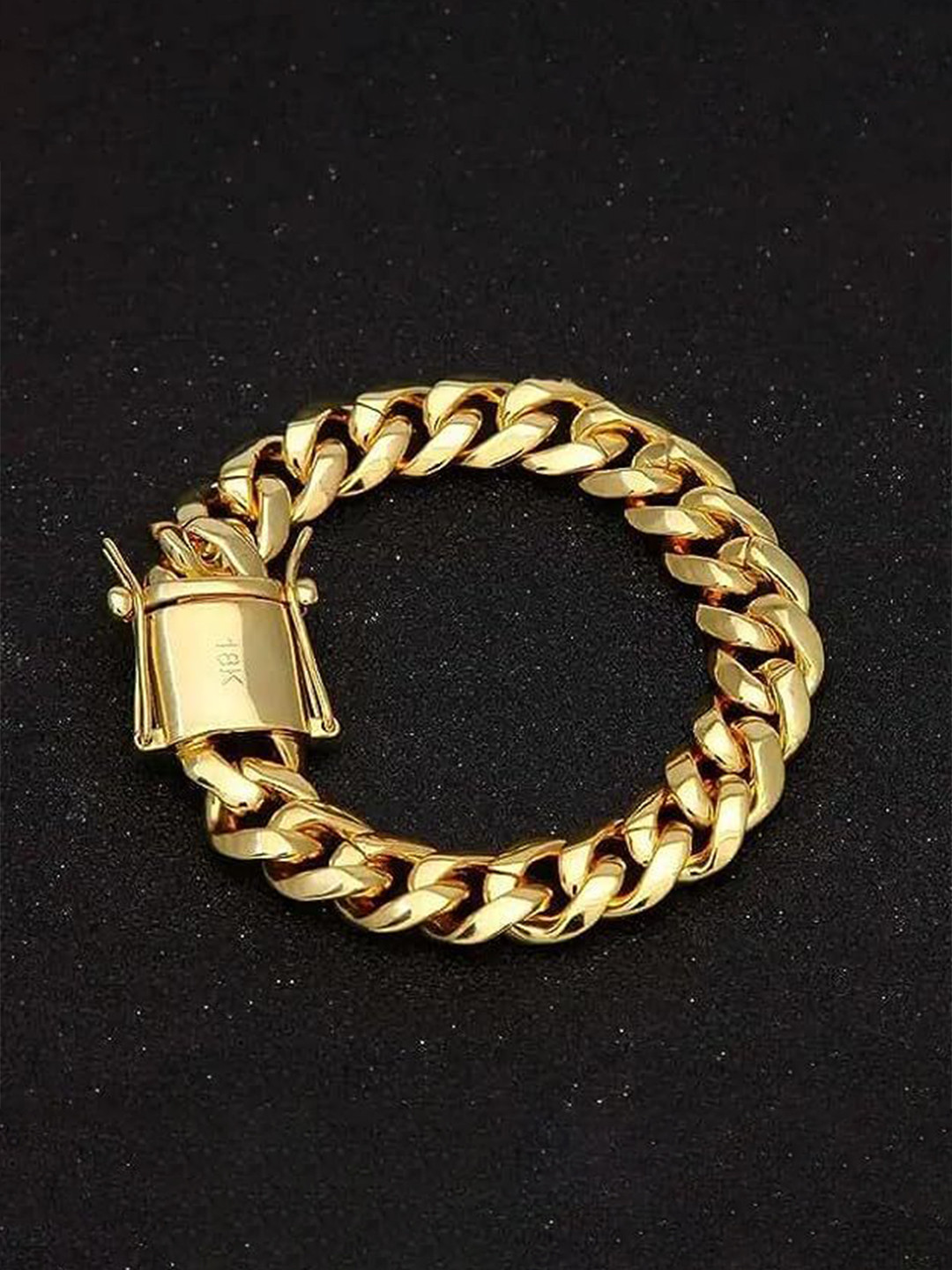 KRYSTALZ Unisex Cubic Zirconia Studded Gold-Plated Link Bracelet