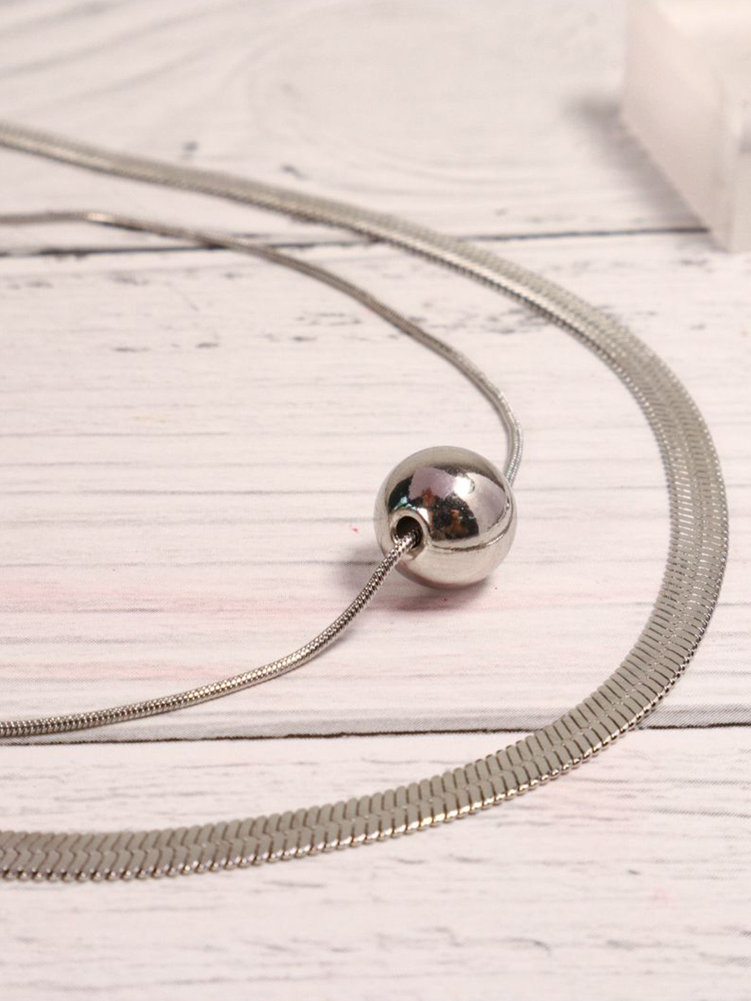 SALTY Stainless Steel Silver-Toned Layered Necklace