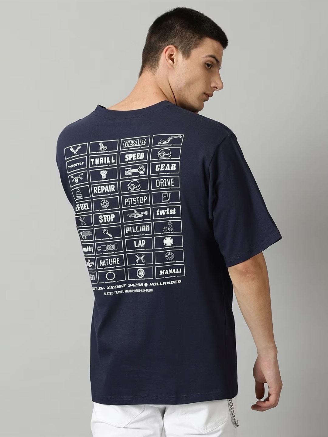 THE HOLLANDER Typography Printed Oversized Cotton T-shirt