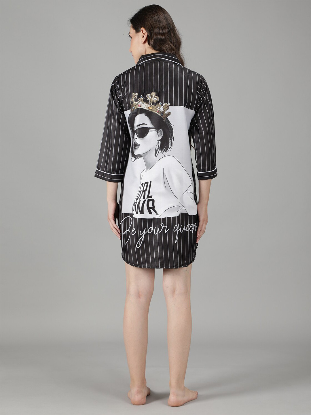 House of Comfort Striped Shirt Style Nightdress