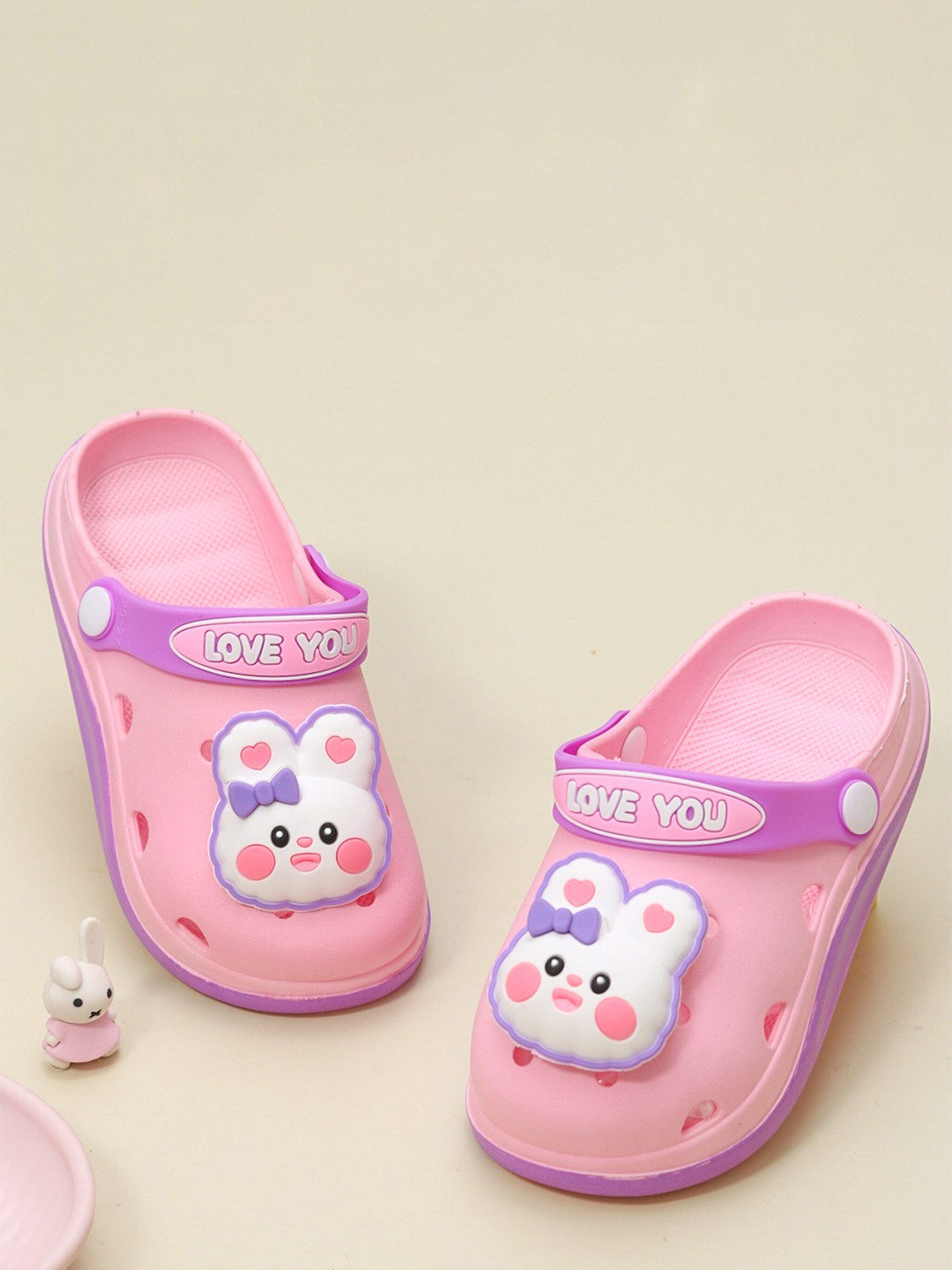 Yellow Bee Girls Cute Bunny Self Design Clogs