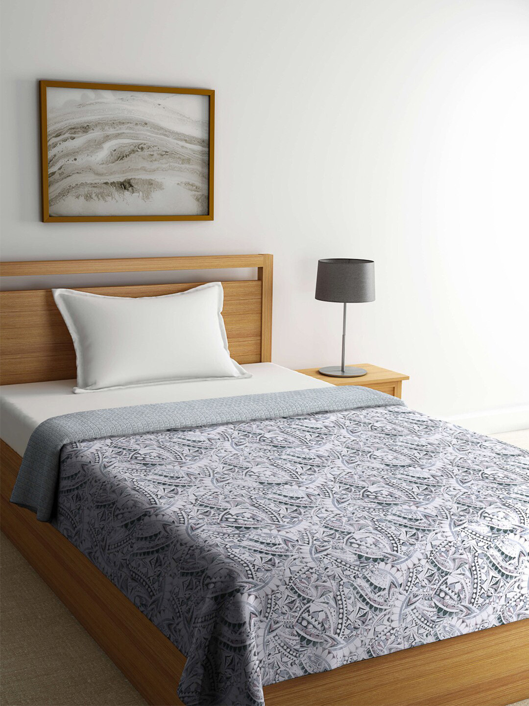 FABINALIV Multicolor Abstract Reversible AC Room 300 GSM Pure Cotton Single Bed Dohar