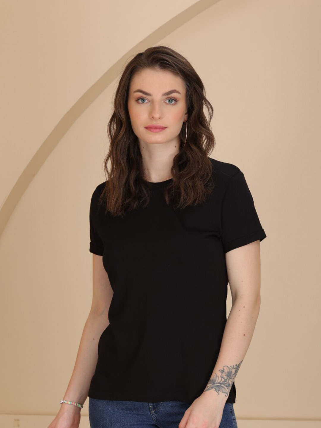 TITTLI Alina Pure Cotton Turn-Up Sleeve T-Shirt
