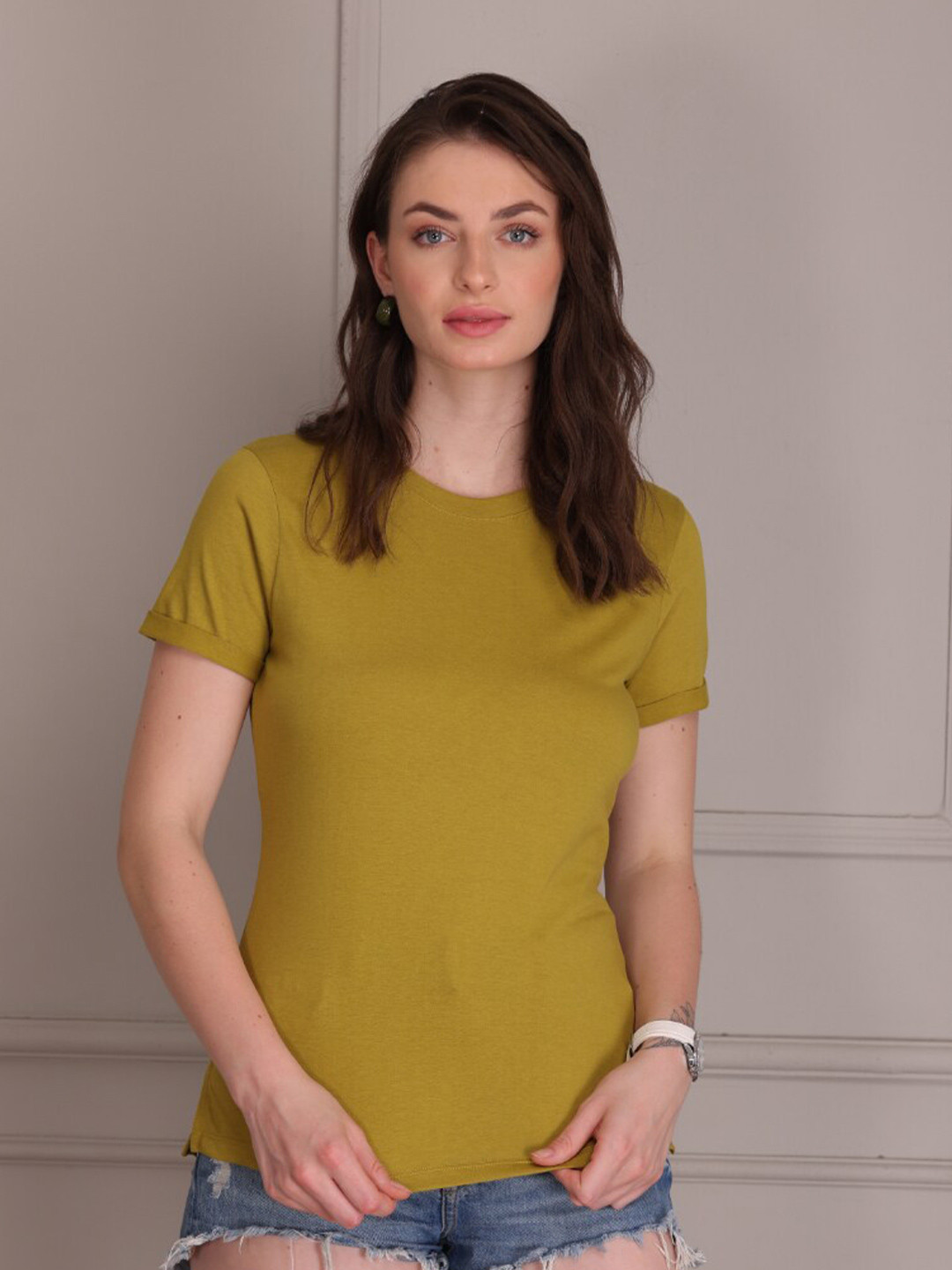 TITTLI Round Neck Pure Cotton Casual T-shirt