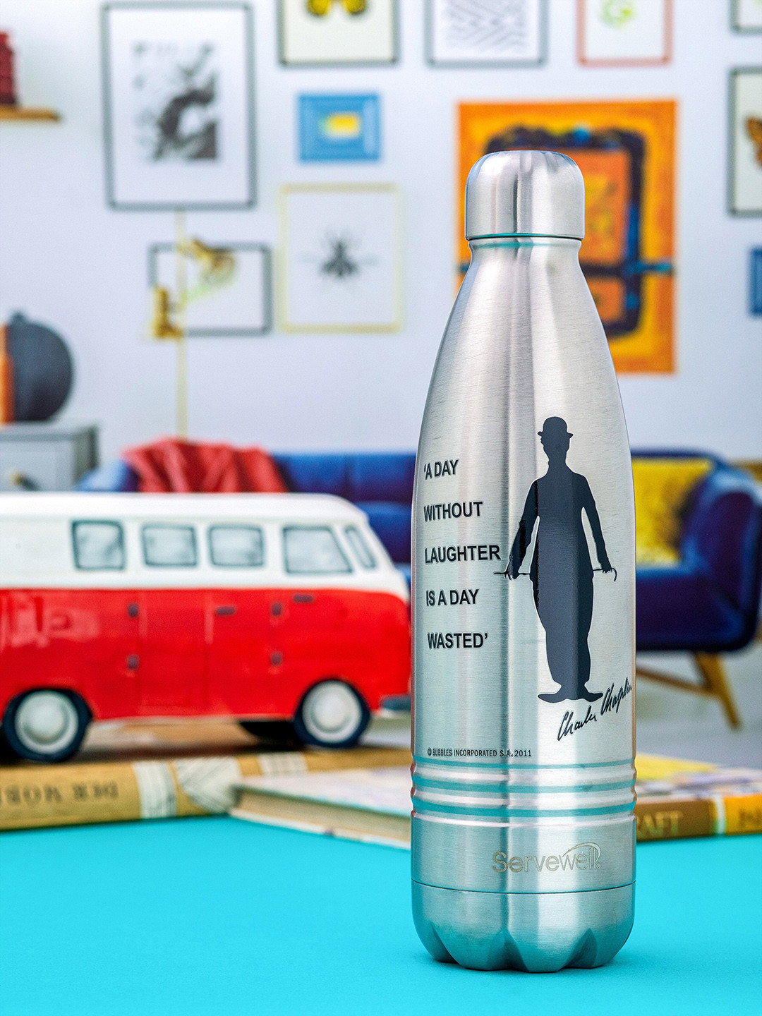 Servewell Steel Typography Stainless Steel Double Wall Vacuum Flask - 750ml