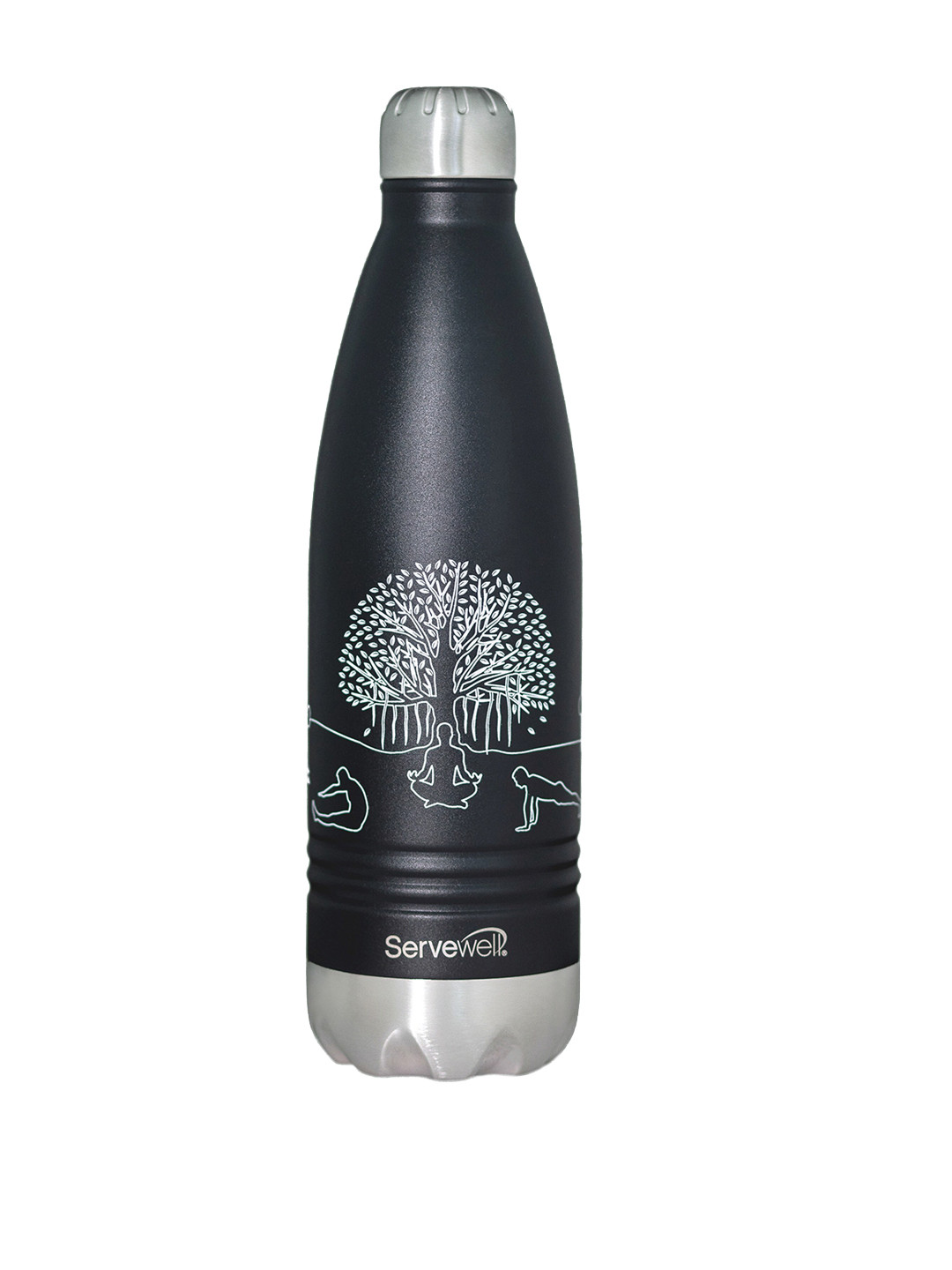 Servewell Indus Printed Black Leak Proof Water Bottle - 1 L