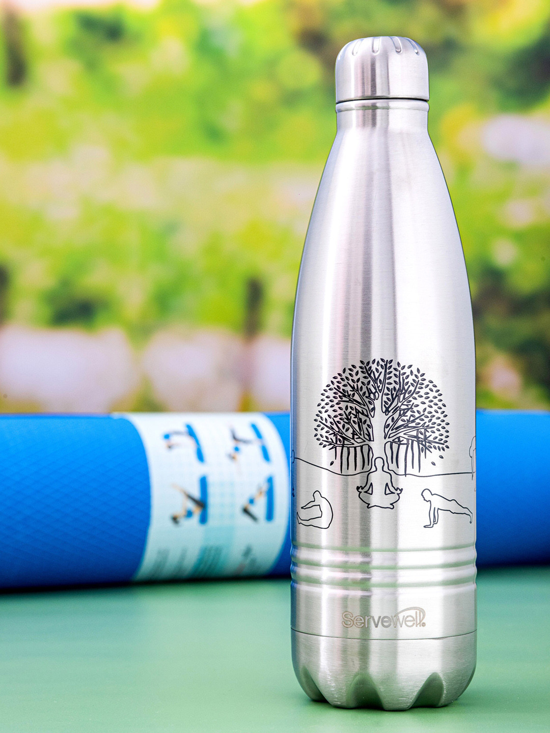 Servewell Indus Steel Tropical Stainless Steel Double Wall Vacuum Water Bottle - 1L