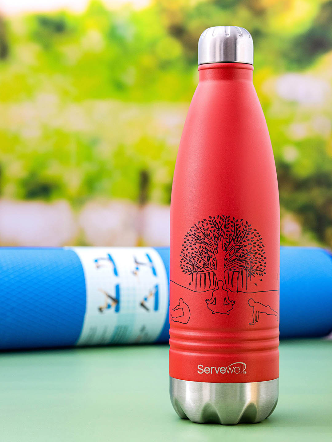 Servewell Indus Red Tropical Stainless Steel Double Wall Vacuum Flask - 1L