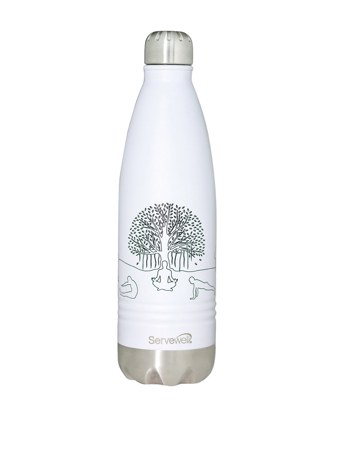 Servewell White Tropical Stainless Steel Double Wall Vacuum Water Bottle - 1L