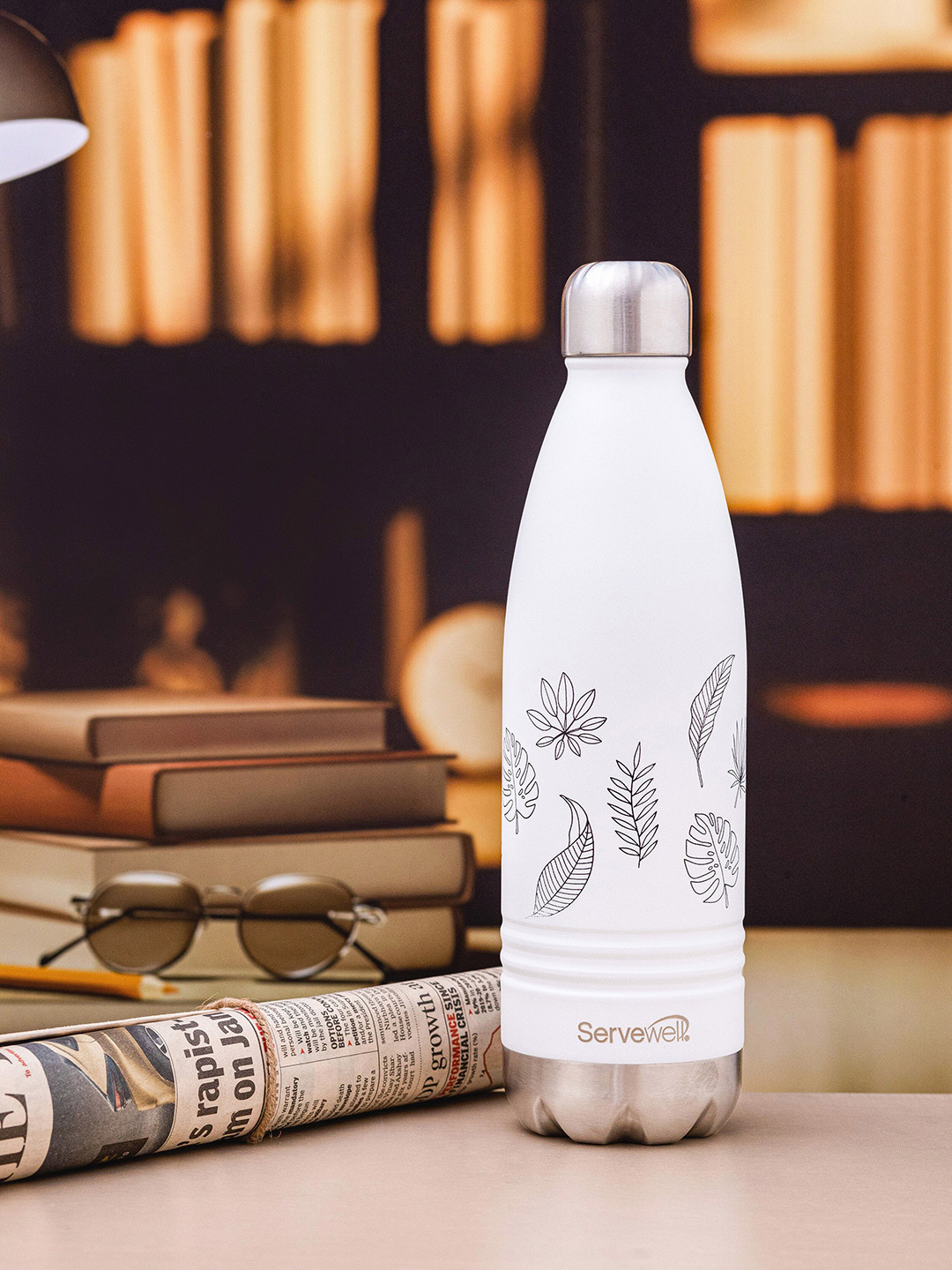 Servewell Indus White Tropical Stainless Steel Double Wall Vacuum Flask - 750ml