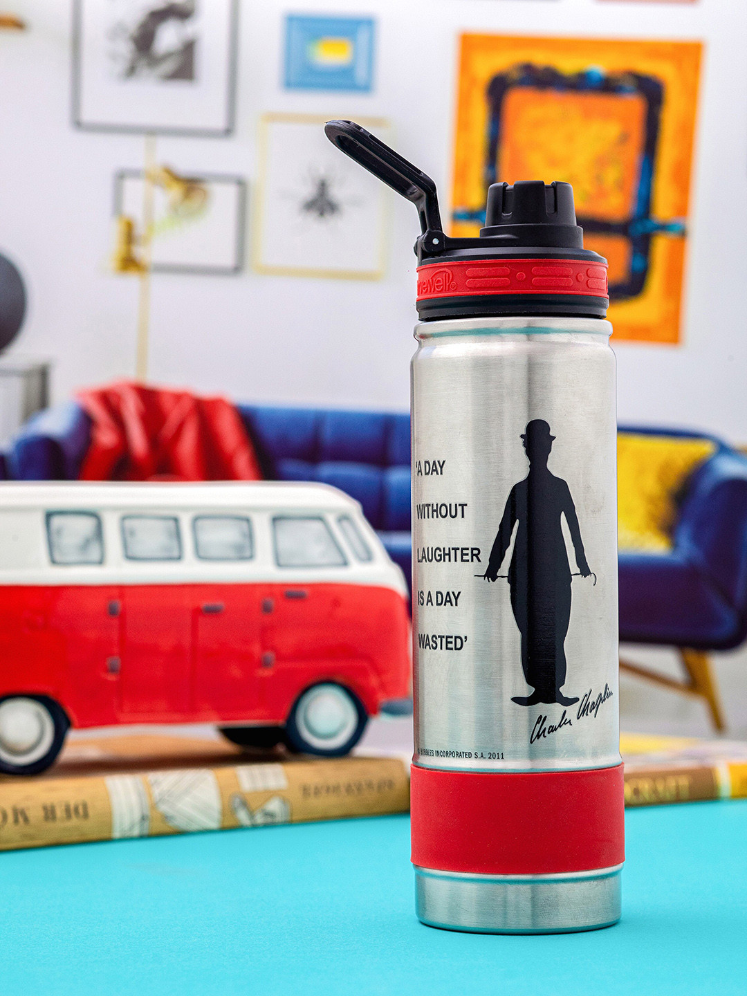 Servewell Thunder Red Typography Stainless Steel Double Wall Vacuum Flask - 725ml