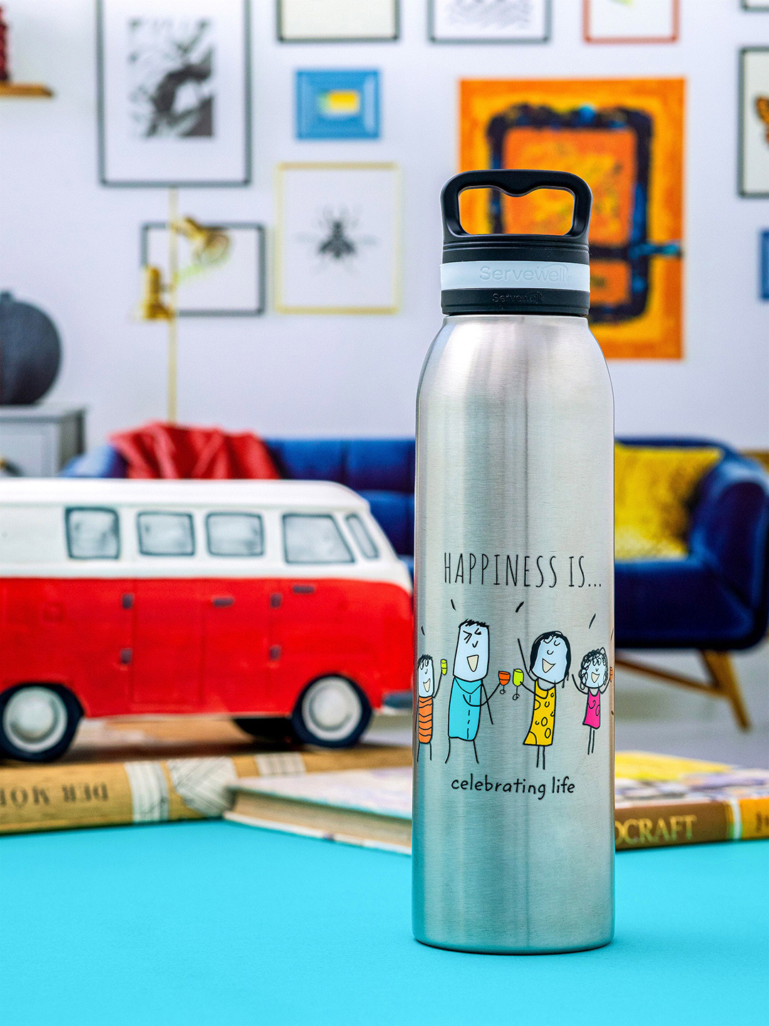 Servewell Oslo Steel Typography Stainless Steel Double Wall Vacuum Flask - 720ml