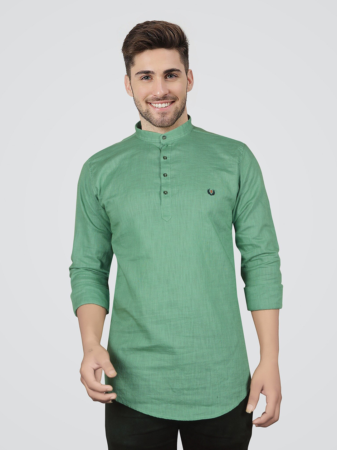 Jb Just BLACK Classic Slim Fit Band Collar Long Sleeves Casual Shirt