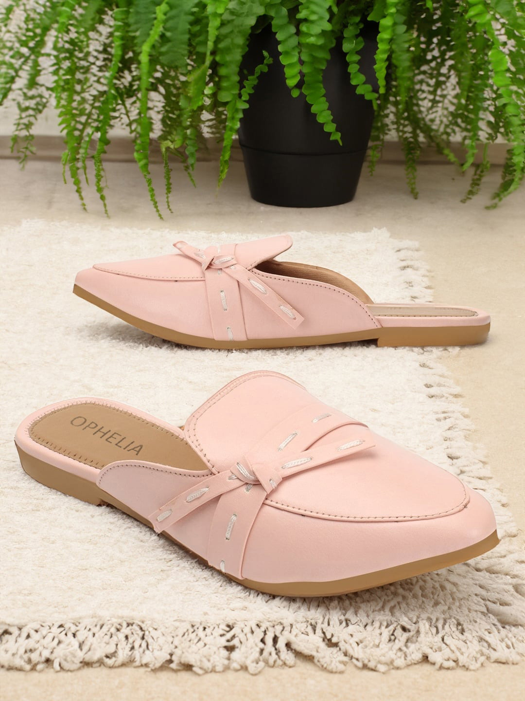 OPHELIA Pointed Toe Mules With Bows