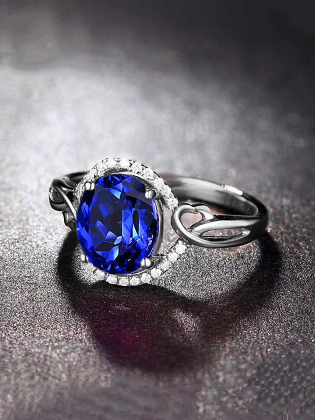 Designs & You Silver Plated Ice Cut American Diamond Studded Finger Ring